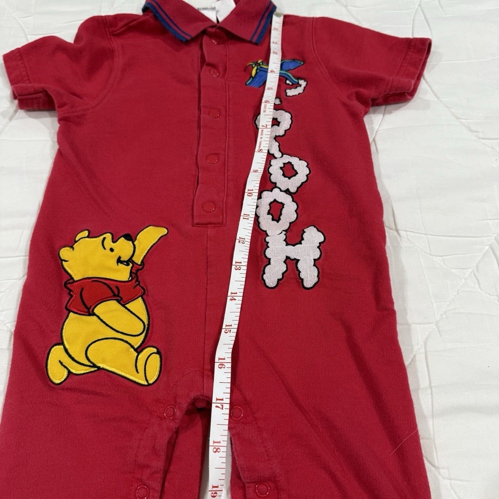 VTG 90s Y2K Disney Winnie the Pooh Romper Red Pooh Airplane Baby 18M Rare HTF - Picture 13 of 16